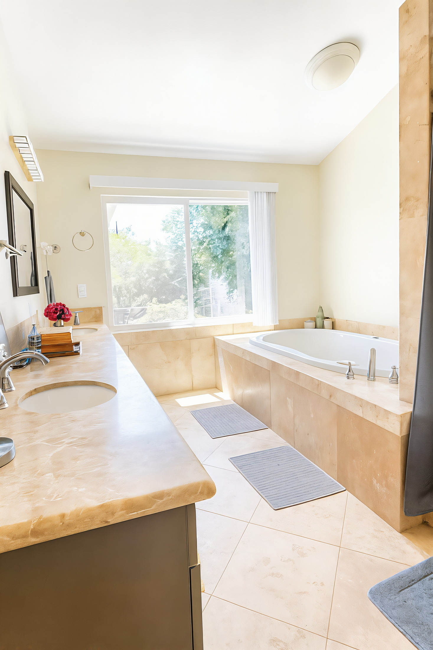 Spacious accessible bathroom with soaking tub